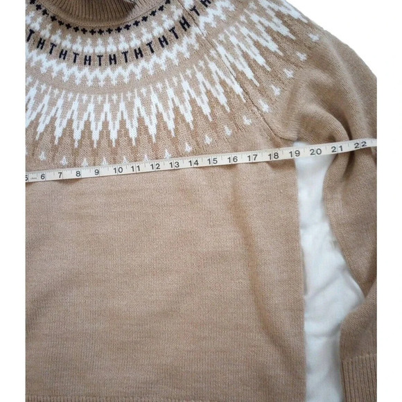 Tommy Hilfiger Women's Sweater Sz M Fair Isle Turtleneck Sweater Tan Brown NWT - Picture 8 of 9